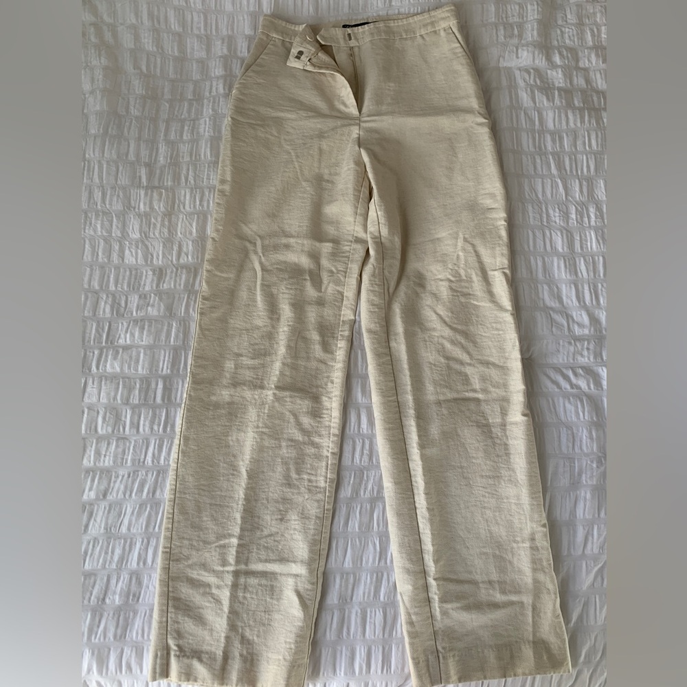 Zara linen look straight leg trouser